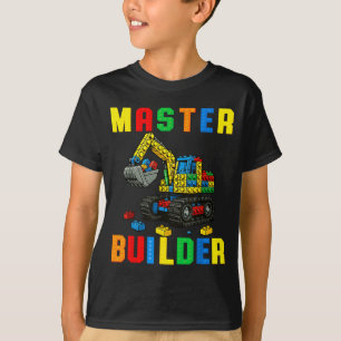 T-shirt Famille Drôle Maître Constructeur Briques Blocs De