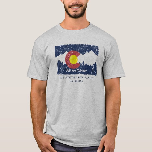T-shirt Famille du drapeau de l'État du Colorado (Devant)