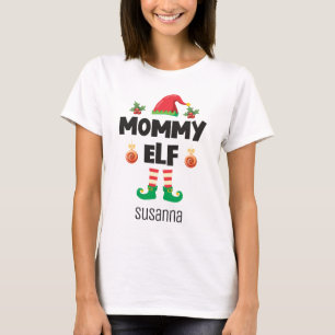 T-shirt Famille elfe maman assortie nom de la tenue de noë