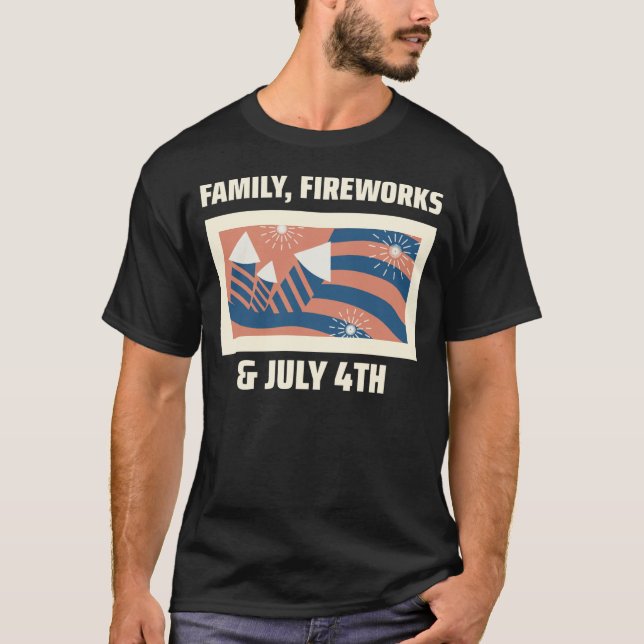 T-shirt Famille, feux d'artifice et 4 juillet (Devant)