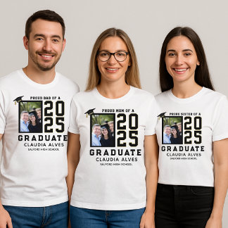 T-shirt Famille fière Mappage personnalisé Graduation