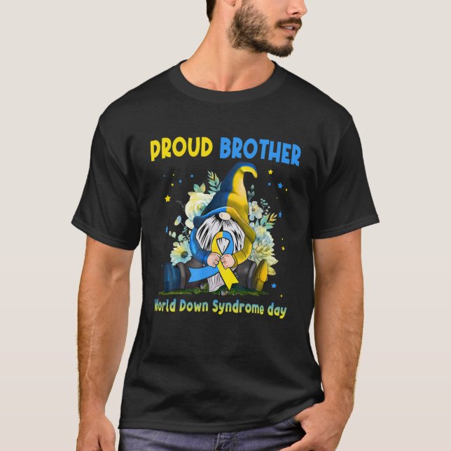 T-shirt Famille Gnome Fière Brother Down Syndrome Sensibil (Devant)