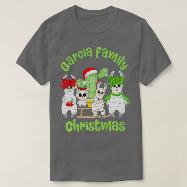 T-shirt Famille Llama Hommes Femmes Enfants Garcia Famille (Design devant)