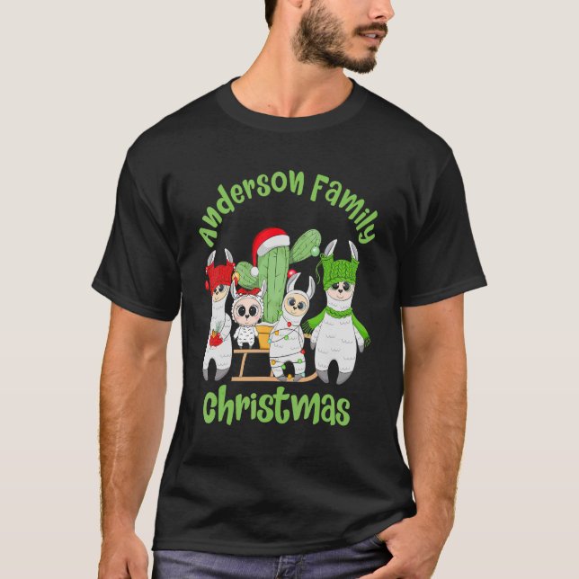 T-shirt Famille Llama Hommes Femmes et enfants Anderson Fa (Devant)