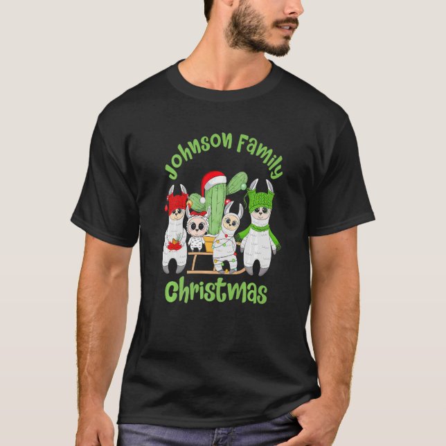 T-shirt Famille Llama Hommes Femmes et Enfants Famille Joh (Devant)
