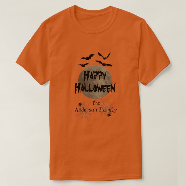 T-shirt Famille Matching Éffrayant Moderne Joyeux Hallowee (Design devant)