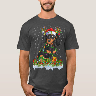 T-shirt Famille Matching Xmas Lighting Père Noël Dachshund