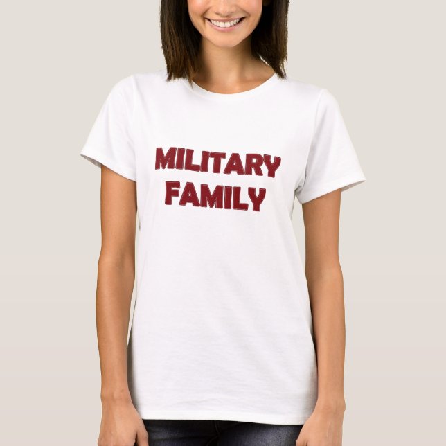 T-shirt Famille militaire, chemise rouge pour dames (Devant)