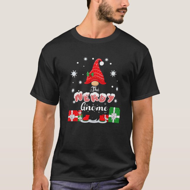 T-shirt Famille Nerdy Gnome Correspondant Noël Funny Gr (Devant)
