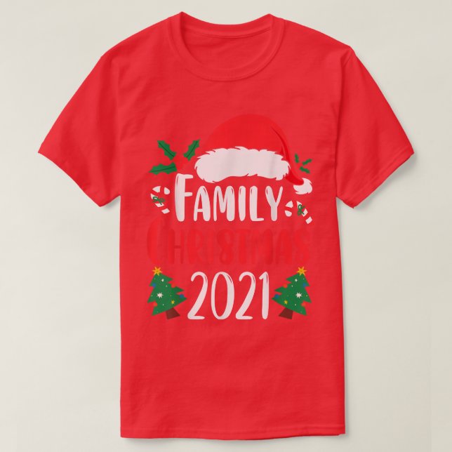 T-shirt Famille Noël 2021 Correspondant Pyjama Santa Hat (Design devant)