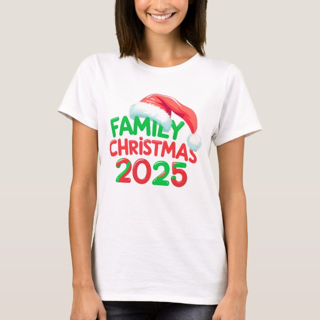 T-shirt Famille Noël 2025 Santa Hat Holiday Group (Devant)