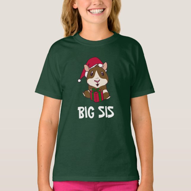 T-shirt Famille Noël Guinée Cochon Big Sis Personnaliser (Devant)