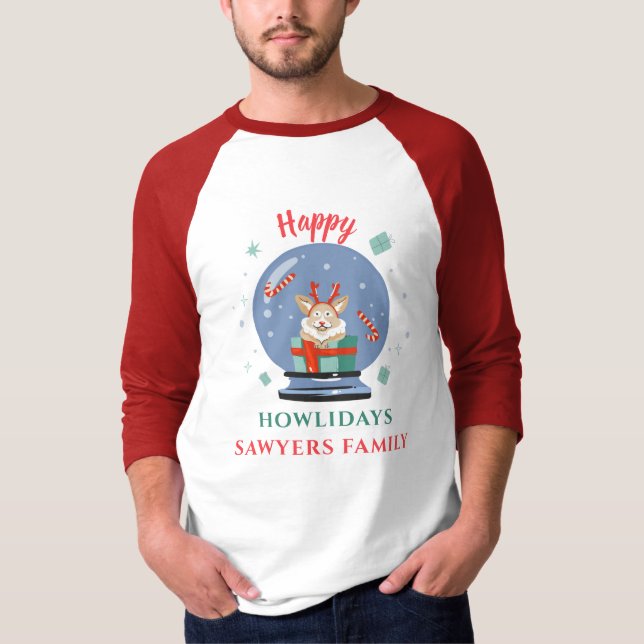 T-shirt Famille Noël Vacances Correspondant Chien Howliday (Devant)