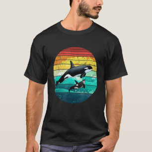 T-shirt Famille Orca Vintage Art Retro Killer Whale Famill