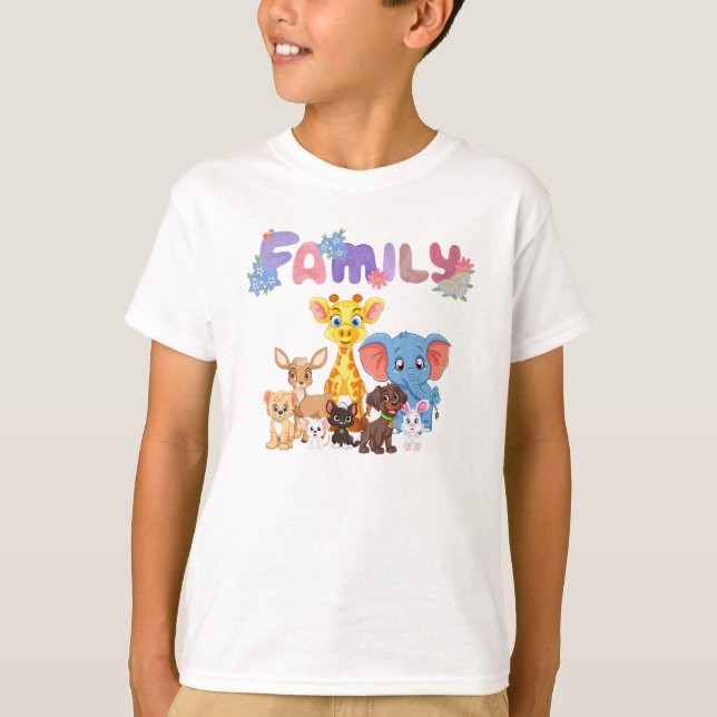 T-shirt Famille par animaux. (Devant)