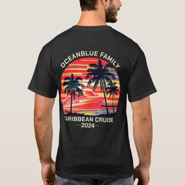 T-shirt Famille Personnalisée Croisière Vacances Retro Cor (Dos)