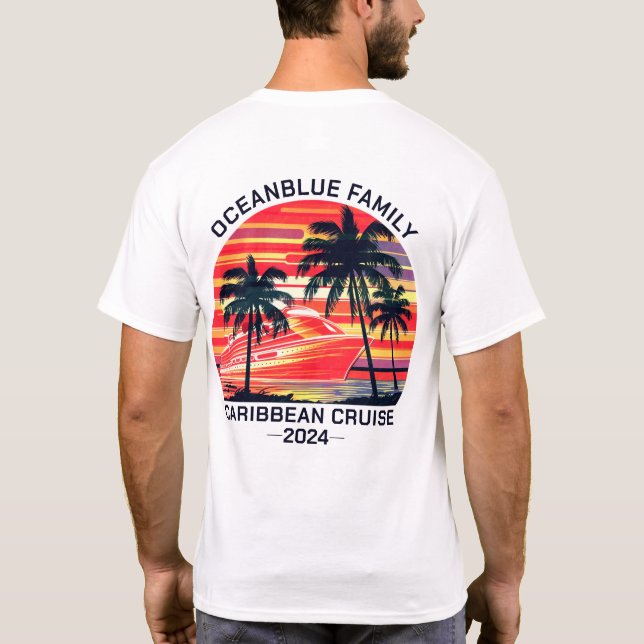 T-shirt Famille Personnalisée Croisière Vacances Retro Cor (Dos)