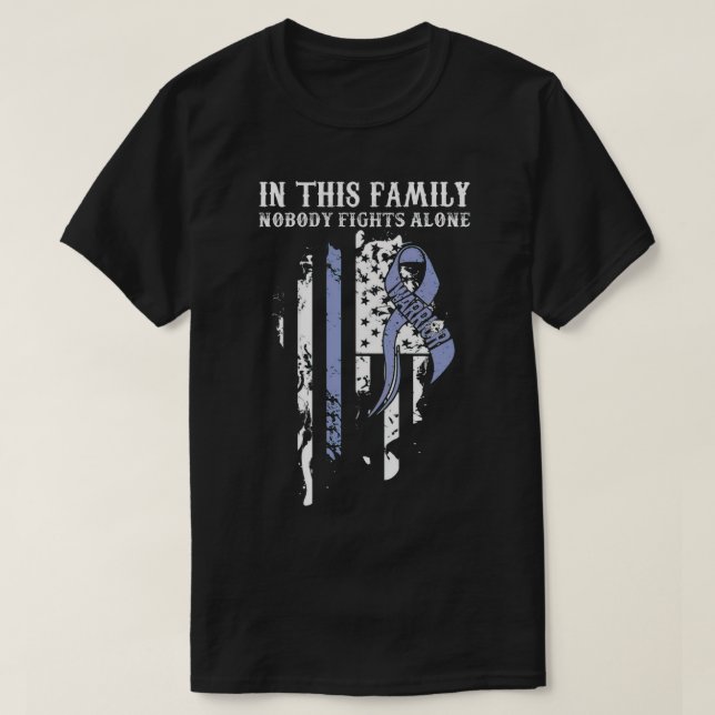 T-shirt Famille Personne ne combat seul Estomac Cancer Cad (Design devant)