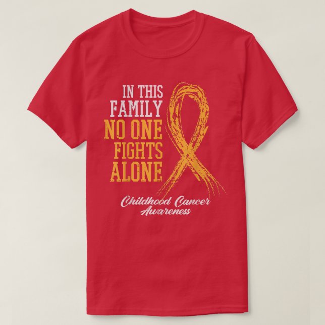 T-shirt Famille Personne ne combat seul le cancer de l'enf (Design devant)
