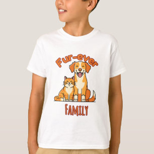 T-shirt Famille pour toujours – Joli chat et chien pour le
