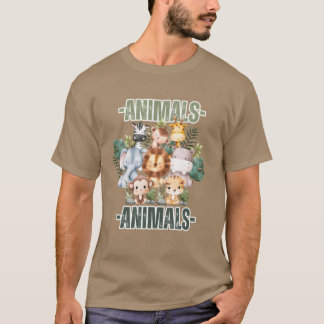 T-shirt Famille rétro d'animaux