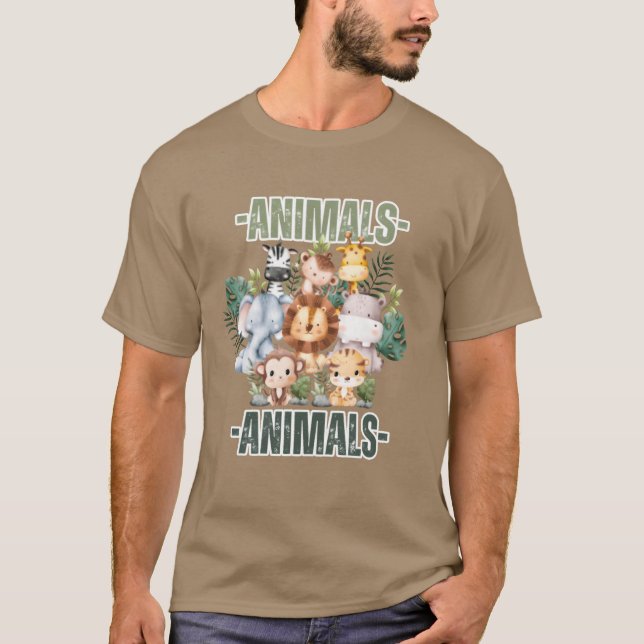 T-shirt Famille rétro d'animaux (Devant)