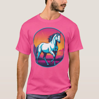T-shirt Famille Synthwave Horse