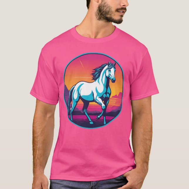 T-shirt Famille Synthwave Horse (Devant)