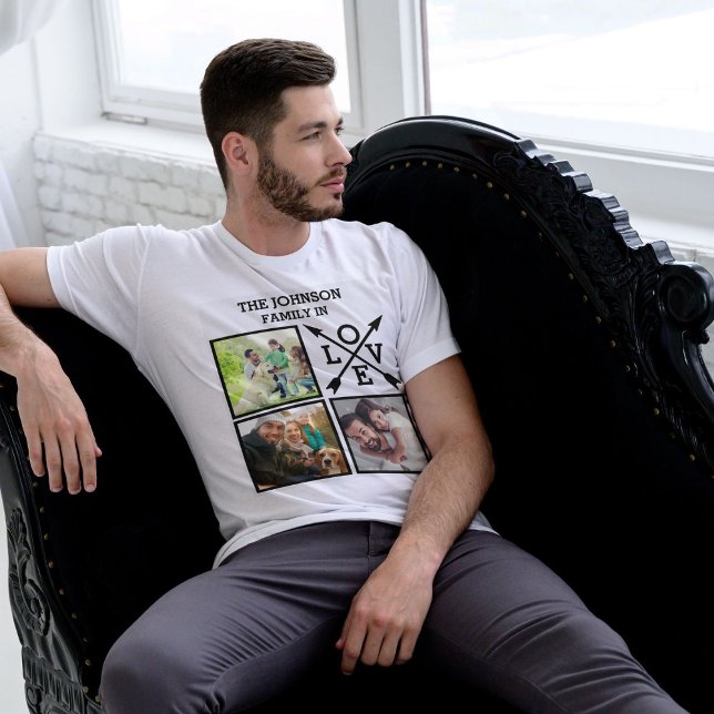 T-shirt Famille Unique Personnalisée En Amour Photo Collag (Créateur téléchargé)