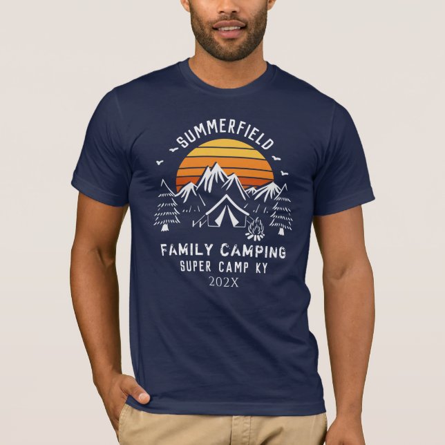 T-shirt Famille Vacances Correspondance Camping Retro Pers (Devant)