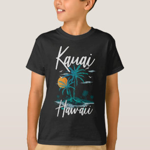 T-shirt Famille Vacances Retro Sunset Hawaii Kauai