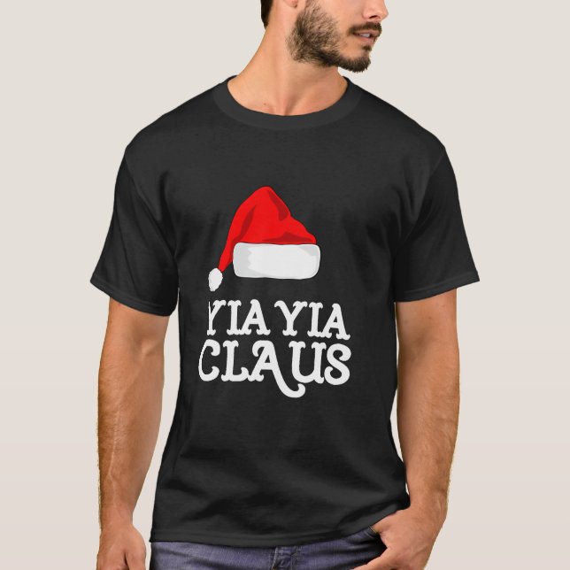 T-shirt Famille Yia Yia Claus Noël Casquette de Père Noël  (Devant)