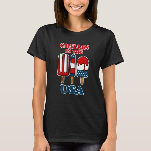 T-shirt Family American Ice & Popsicle USA Red White Blue (Devant)