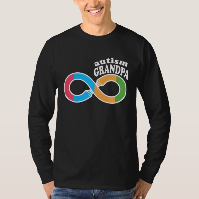 T-shirt Family Autism Awareness Grandpa Rainbow Infinity S (Devant)