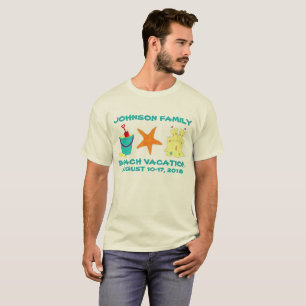 T-shirt Family Beach Vacances Starfish Sandcastle Bucket