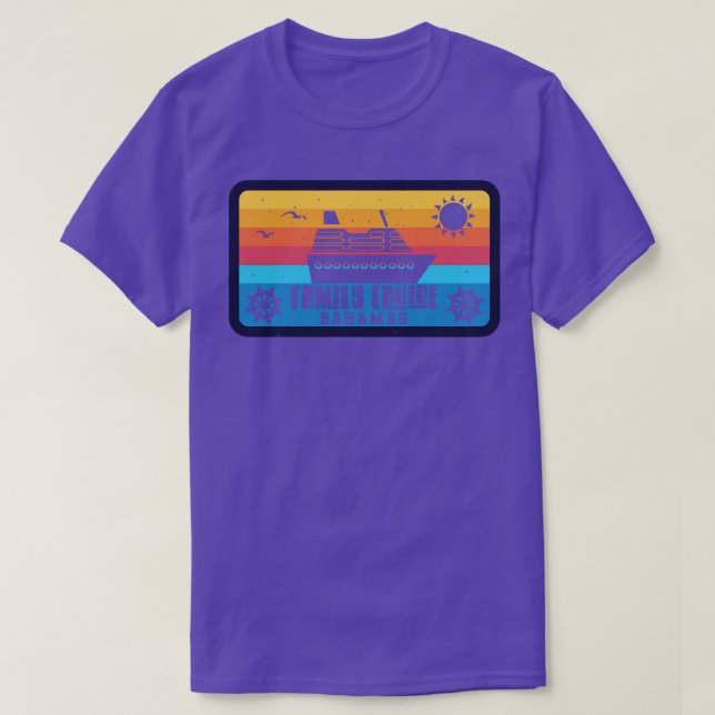 T-shirt Family Cruise Bahamas Retro Style (Design devant)