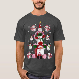 T-shirt Family Matching Group Set Kids Cute Snowmen Christ