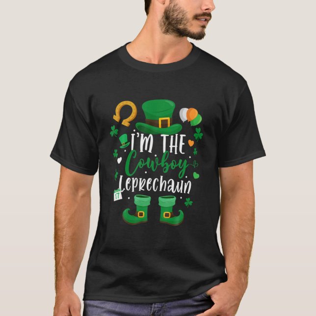 T-shirt Family Matching Je suis The Cowboy Leprechaun St P (Devant)