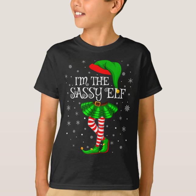 T-shirt Family Matching Women Girls I'm The Sy Elf Christm (Devant)
