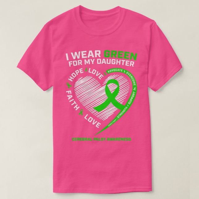 T-shirt Family Mom Dad I Wear Green For My Daughter Cerebr (Design devant)