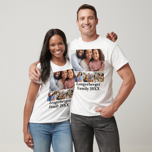 T-shirt Family Name & Year Photo Collage Template (Unisexe)