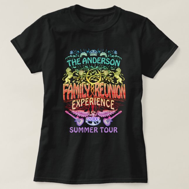 T-shirt Family Reunion Band Retro les années 70 Concert Lo (Design devant)