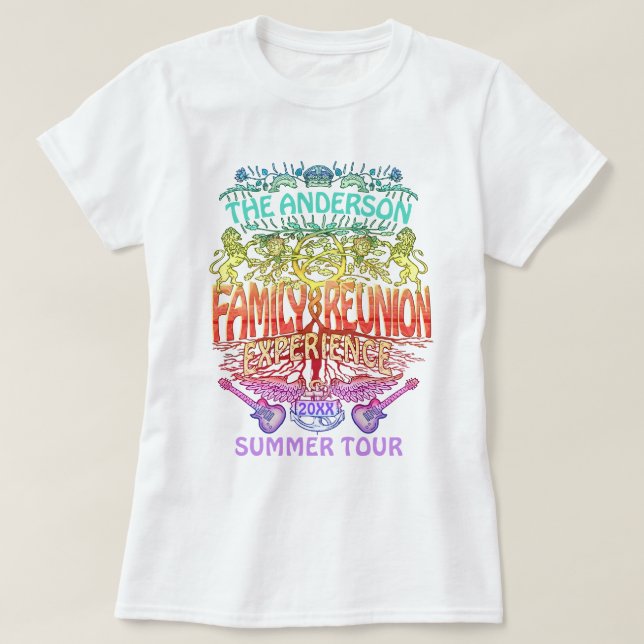 T-shirt Family Reunion Band Retro les années 70 Concert Lo (Design devant)