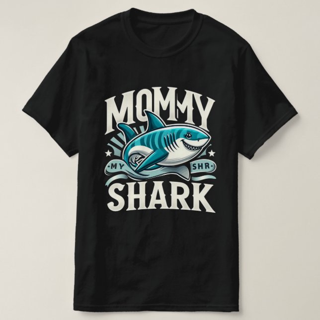 T-shirt Family Shark Birthday Shirts, MOMMY Shark Matching (Design devant)