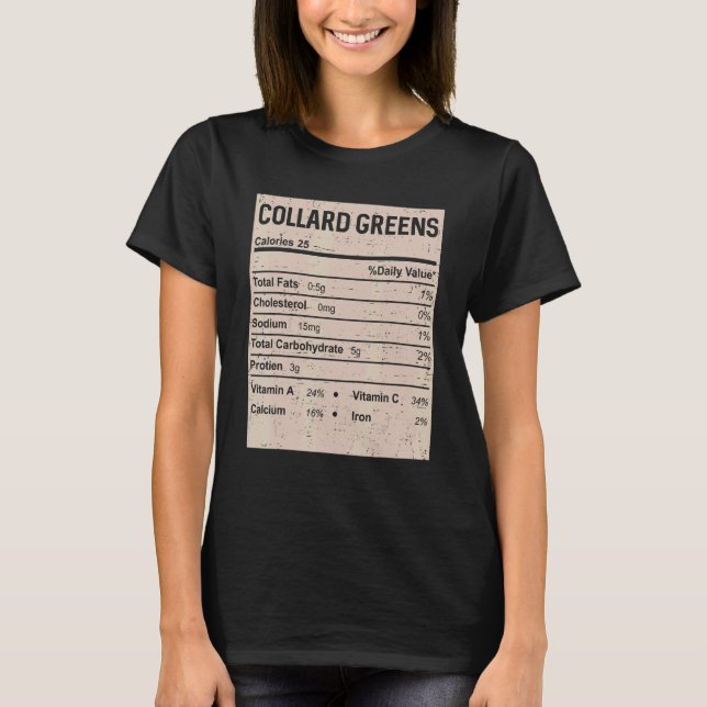 T-shirt Family Thanksgiving  Collard greens Nutrition Fact (Devant)