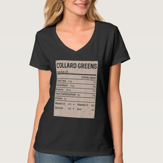 T-shirt Family Thanksgiving  Collard greens Nutrition Fact (Devant)