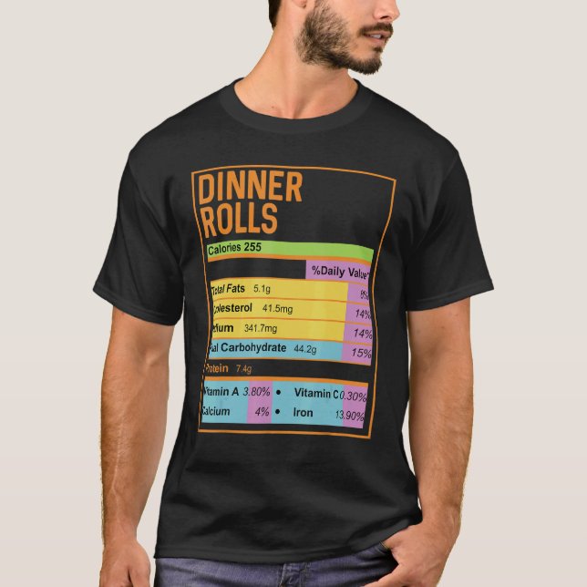 T-shirt Family Thanksgiving  Dinner Rolls Nutrition Facts (Devant)