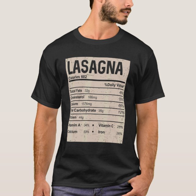 T-shirt Family Thanksgiving  Lasagna Nutrition Facts (Devant)