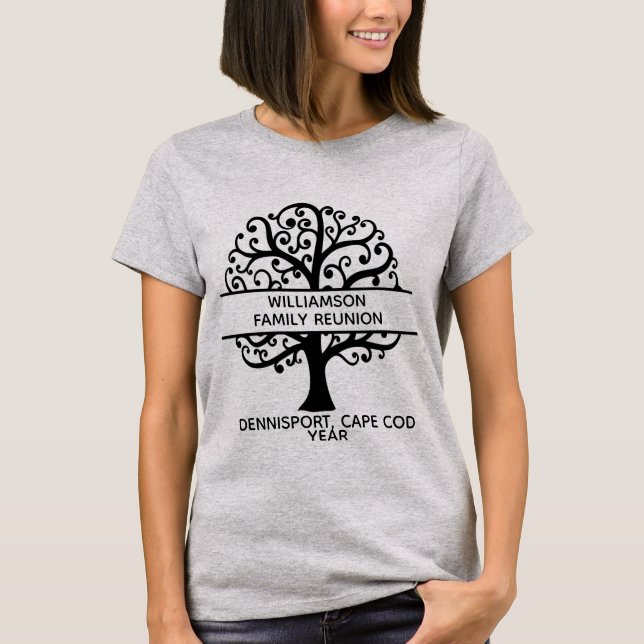 T-shirt Family Tree Reunion Black Modern Drawing (Devant)