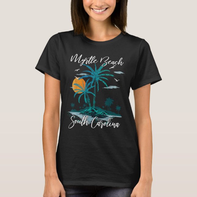 T-shirt Family Vacation Retro Sunset Caroline du Sud Myrtl (Devant)